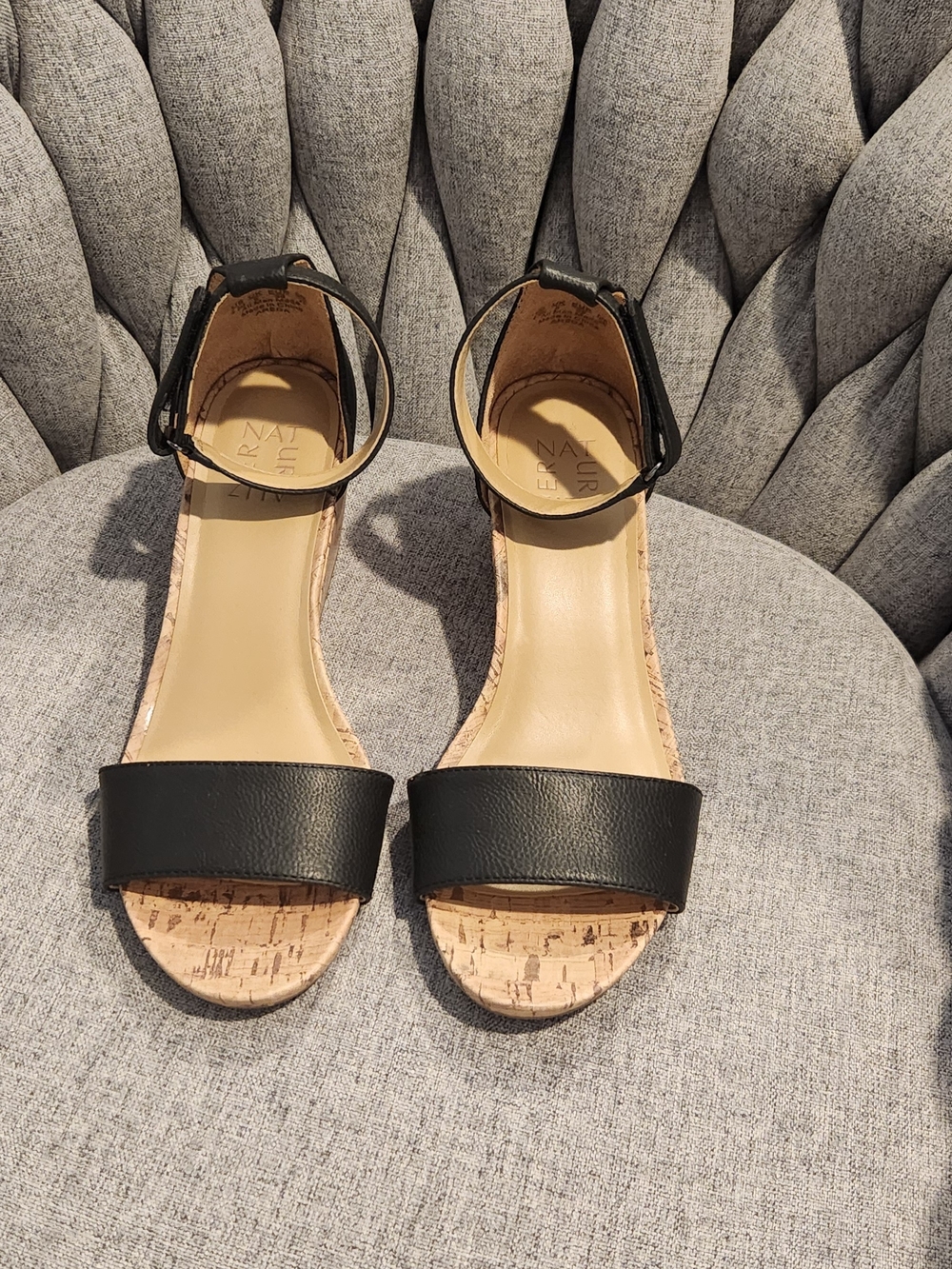 Black Ankle-Strap Cork Sandals - (Women)